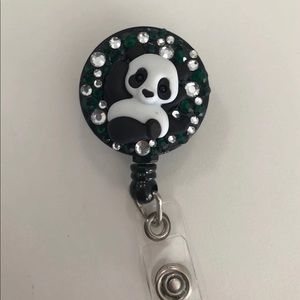 Cute sparkly panda ID badge reel